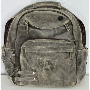 Dr Pepper Backpack Bag Gray Leather Zipper Around Adjustable Strap Vintage NWOT